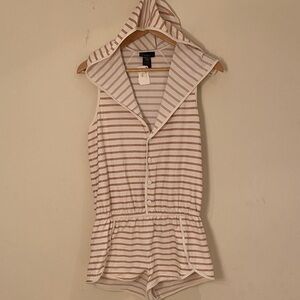 NWT Marc by Marc Jacobs Swimwear hooded snap front striped shorts romper Sz M